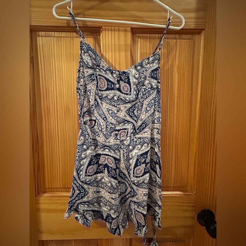 Charlotte Russe Navy and White Paisley Romper